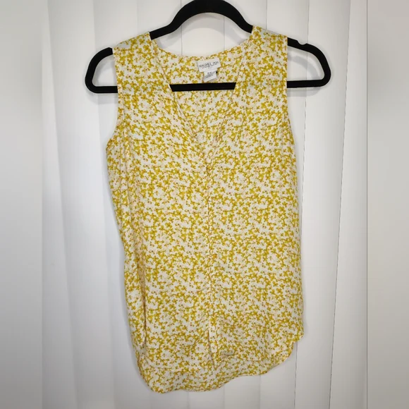 Rachel Zoe Yellow floral button down sleeveless blouse size xs - Picture 1 of 4